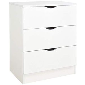 Leomark Witte commode met 3 laden - Roma - dim: 60 x42 x 78 (hoogte) kinderkamer, multifunctionele kast voor woonkamer, slaapkamer, hal, wit