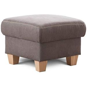 Cavadore kruk WisConsin/sofa-kruk, zitkruk, resp. voetenbank met opbergruimte in landelijke stijl zonder functie Hocker Lederlook grijs