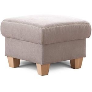 Cavadore kruk WisConsin/sofa-kruk, zitkruk, resp. voetenbank met opbergruimte in landelijke stijl zonder functie Hocker Lederlook staalgrijs