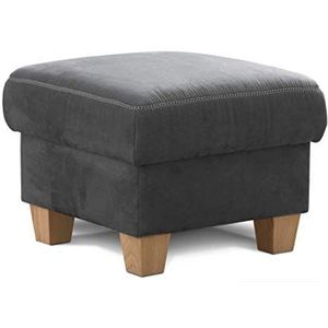 Cavadore Kruk Wisconsin/sofa-kruk, zitkruk, of voetenbank met opbergruimte in landelijke stijl/houten poten in beuken/microvezel in lederlook/afmetingen: 58 x 45 x 58 cm (b x h x d) / Kleur:
