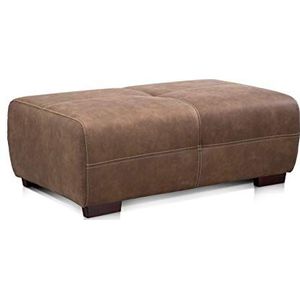 Cavadore kruk Mavericco/XXL sofa-kruk in lederlook/industriële stijl/passend bij grote bank en hoekbank Mavericco / 108 x 71 x 41 cm (B x H x D) / microvezel Kruk. Hocker nougat