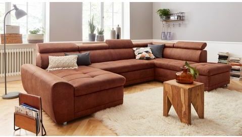 sit&more Wohnlandschaft "Riva U-Form", wahlweise mit Bettfunktion