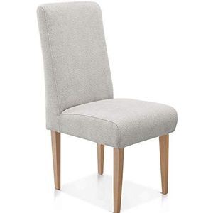 CAVADORE Design eetkamerstoel Malm, gestoffeerde stoel voor keuken of eetkamer, geschikt voor Malm-keukenmeubels, eenvoudige reiniging van vlekken dankzij Soft Clean (lichtgrijs), 48 x 103 x 62 cm