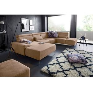 sit&more Wohnlandschaft »Gizeh U-Form«, 15 cm Fußhöhe, inklusive Sitztiefenverstellung und Kopfteilverstellung