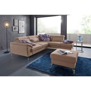 sit&more Ecksofa »Percy L-Form«, 15 cm Fußhöhe, Sitztiefenverstellung, wahlweise in 2 Fußfarben