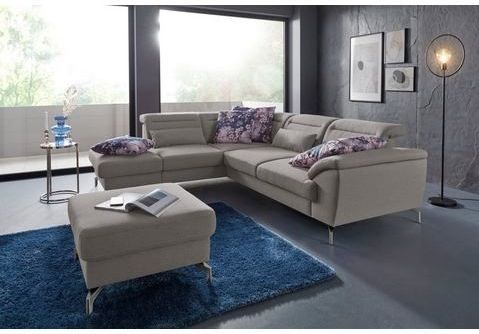 sit&more Ecksofa "Percy L-Form", 12 cm Fußhöhe, Sitztiefenverstellung, wahlweise in 2 Fußfarben