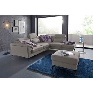 sit&more Ecksofa »Percy L-Form«, 12 cm Fußhöhe, Sitztiefenverstellung, wahlweise in 2 Fußfarben