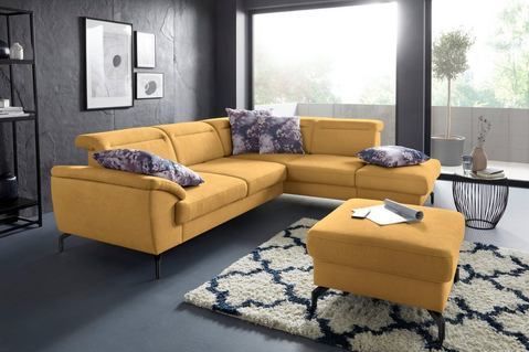 sit&more Ecksofa "Percy L-Form", 15 cm Fußhöhe, Sitztiefenverstellung, wahlweise in 2 Fußfarben
