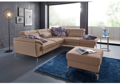 sit&more Ecksofa "Percy L-Form", 15 cm Fußhöhe, Sitztiefenverstellung, wahlweise in 2 Fußfarben