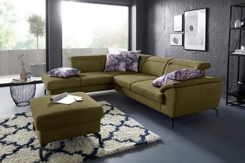 sit&more Ecksofa "Percy L-Form", 15 cm Fußhöhe, Sitztiefenverstellung, wahlweise in 2 Fußfarben