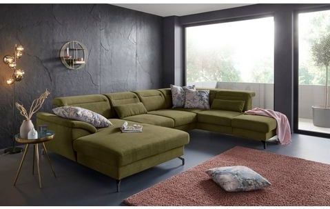 sit&more Wohnlandschaft "Percy U-Form", 12 cm Fußhöhe, Sitztiefenverstellung, wahlweise in 2 Fußfarben