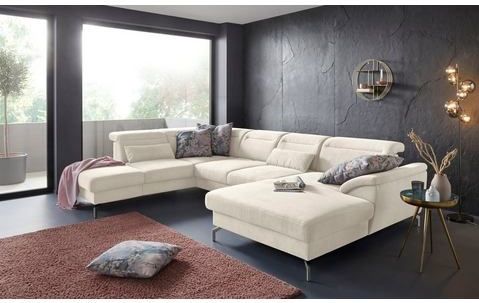 sit&more Wohnlandschaft "Percy U-Form", 15 cm Fußhöhe, Sitztiefenverstellung, wahlweise in 2 Fußfarben