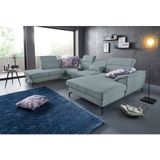 sit&more Wohnlandschaft "Percy U-Form", 15 cm Fußhöhe, Sitztiefenverstellung, wahlweise in 2 Fu�ßfarben