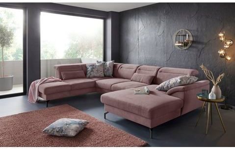 sit&more Wohnlandschaft "Percy U-Form", 15 cm Fußhöhe, Sitztiefenverstellung, wahlweise in 2 Fußfarben