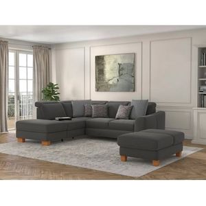 sit&more Ecksofa »Dundee L-Form«, mit Federkern und Massivholzfüßen, wahlweise mit Kopfteilverstellung
