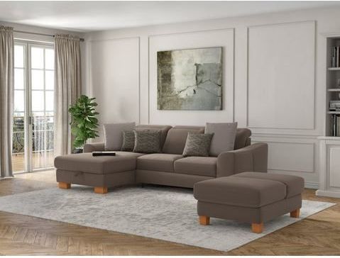 sit&more Ecksofa »Dundee L-Form«, mit Federkern und Massivholzfüßen, wahlweise mit Kopfteilverstellung