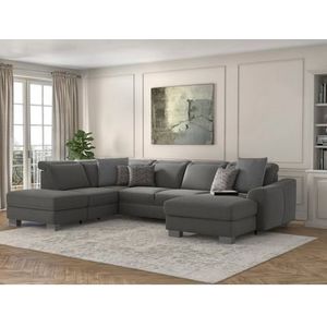 sit&more Wohnlandschaft "Dundee U-Form", mit Federkern und Edelstahlfüßen, wahlweise mit Kopfteilverstellung