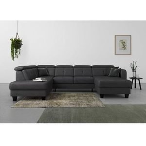 sit&more Wohnlandschaft "Belluci U-Form", Kopfteilverstellung und Federkern, wahlweise mit Bettfunktion