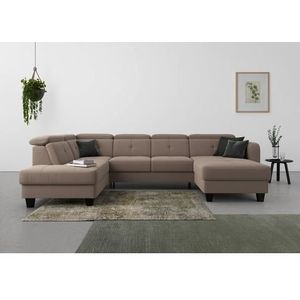 sit&more Wohnlandschaft "Belluci U-Form", Kopfteilverstellung und Federkern, wahlweise mit Bettfunktion