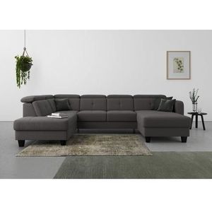 sit&more Wohnlandschaft »Belluci U-Form«, Kopfteilverstellung und Federkern, wahlweise mit Bettfunktion