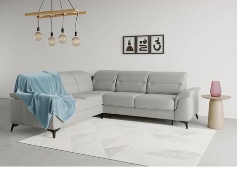 sit&more Ecksofa "Sinatra L-Form", optinal mit Kopfteilverstellung und Armteilfunktion, Metallfüße