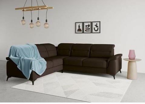 sit&more Ecksofa "Sinatra L-Form", optinal mit Kopfteilverstellung und Armteilfunktion, Metallfüße