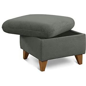 CAVADORE Opbergkruk Trend/Scandinavische kruk met eikenkleurige houten poten / 249 x 86 x 162 / corduroy, donkergrijs