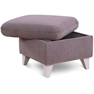 CAVADORE Opbergkruk Trend / Scandinavische kruk met witte houten poten / 249 x 86 x 162 / Chenille, roze