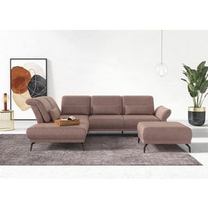 INOSIGN Hoekbank Coco L-vorm Verstelbare zitdiepte, armleuning en hoofdeind, cordbekleding, poothoogte 15 cm