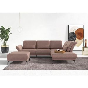 INOSIGN Hoekbank Coco L-vorm Verstelbare zitdiepte, armleuning en hoofdeind, cordbekleding, poothoogte 15 cm