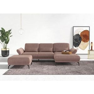 INOSIGN Hoekbank Coco L-vorm Verstelbare zitdiepte, armleuning en hoofdeind, cordbekleding, poothoogte 15 cm