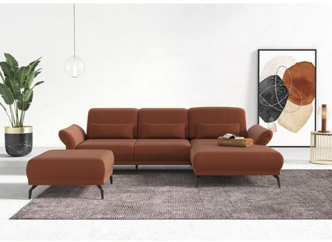 INOSIGN Ecksofa "Coco L-Form", Sitztiefen-, Arm- und Kopfteilverstellung, Cord-Bezug, Fußhöhe 15 cm