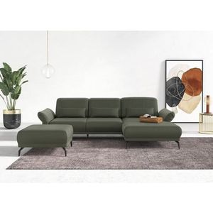 INOSIGN Hoekbank Coco L-vorm Verstelbare zitdiepte, armleuning en hoofdeind, cordbekleding, poothoogte 15 cm