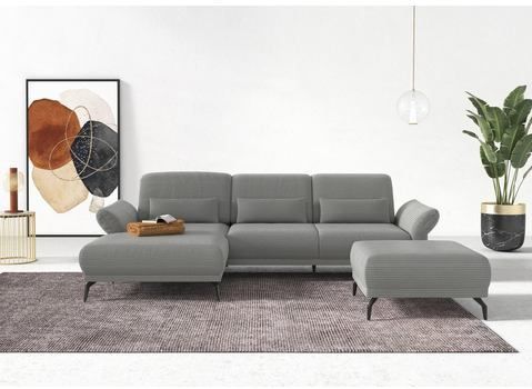 INOSIGN Ecksofa »Coco L-Form«, Sitztiefen-, Arm- und Kopfteilverstellung, Cord-Bezug, Fußhöhe 15 cm