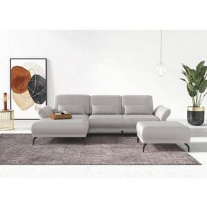 INOSIGN Hoekbank Coco L-vorm Verstelbare zitdiepte, armleuning en hoofdeind, cordbekleding, poothoogte 15 cm