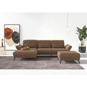 INOSIGN Hoekbank Coco L-vorm Verstelbare zitdiepte, armleuning en hoofdeind, cordbekleding, poothoogte 15 cm