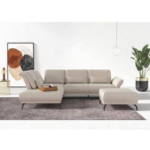 INOSIGN Hoekbank Coco L-vorm Verstelbare zitdiepte, armleuning en hoofdeind, cordbekleding, poothoogte 15 cm