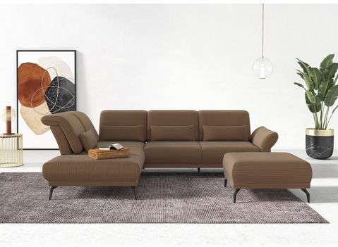 INOSIGN Ecksofa "Coco L-Form", Sitztiefen-, Arm- und Kopfteilverstellung, Cord-Bezug, Fußhöhe 15 cm