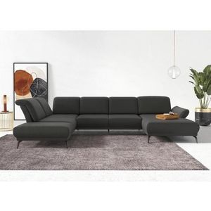 INOSIGN Zithoek Coco U-vorm Verstelbare zitdiepte, armleuning en hoofdeind, cordbekleding, poothoogte 15 cm