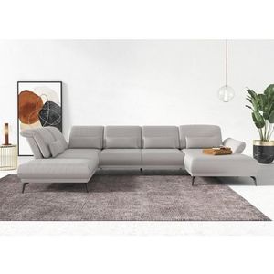 INOSIGN Zithoek Coco U-vorm Verstelbare zitdiepte, armleuning en hoofdeind, cordbekleding, poothoogte 15 cm