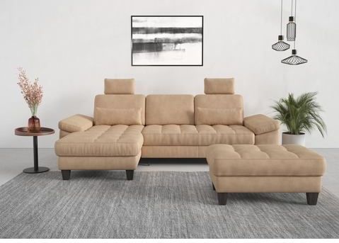 sit&more Ecksofa "Westham L-Form", Recamiere, mit oder ohne Bettfunktion, Bettkasten, Füße wengefarben
