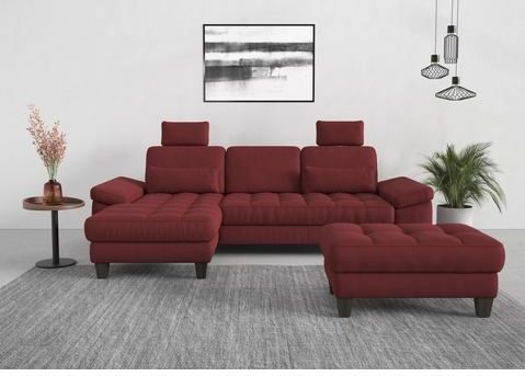 sit&more Ecksofa »Westham L-Form«, Recamiere, mit oder ohne Bettfunktion, Bettkasten, Füße wengefarben