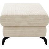 CAVADORE Opbergruimte kruk Bounce/gestoffeerde kruk met opbergvak, corduroy bekleding en metalen poten in mat zwart / 121 x 45 x 67 / breedkoord, crème/beige