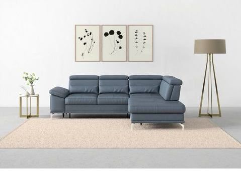 sit&more Ecksofa "Cabrio L-Form, mit Sitztiefenverstellung, Arm- und Kopfteilverstellung", 3 Nierenkissen, Federkern, optional Bettfunktion und Stauraum