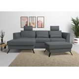 sit&more Ecksofa "Olsen L-Form", inklusive Sitztiefenverstellung, wahlweise mit Bettfunktion, 15cm hoch