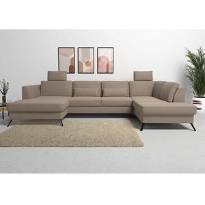 sit&more Wohnlandschaft »Olsen U-Form«, inklusive Sitztiefenverstellung, wahlweise mit Bettfunktion, 15cm hoch