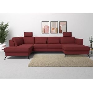 sit&more Wohnlandschaft »Olsen U-Form«, inklusive Sitztiefenverstellung, wahlweise mit Bettfunktion, 15cm hoch