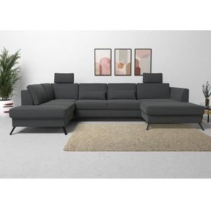 sit&more Wohnlandschaft »Olsen U-Form«, inklusive Sitztiefenverstellung, wahlweise mit Bettfunktion, 15cm hoch