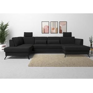 sit&more Wohnlandschaft »Olsen U-Form«, inklusive Sitztiefenverstellung, wahlweise mit Bettfunktion, 15cm hoch