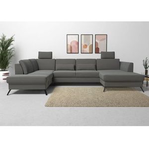 sit&more Wohnlandschaft »Olsen U-Form«, inklusive Sitztiefenverstellung, wahlweise mit Bettfunktion, 15cm hoch